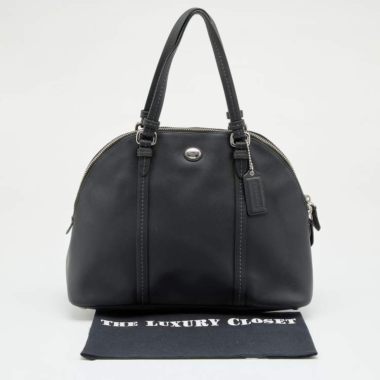 Pre Owned Coach Black Leather Peyton Dome Satchel 