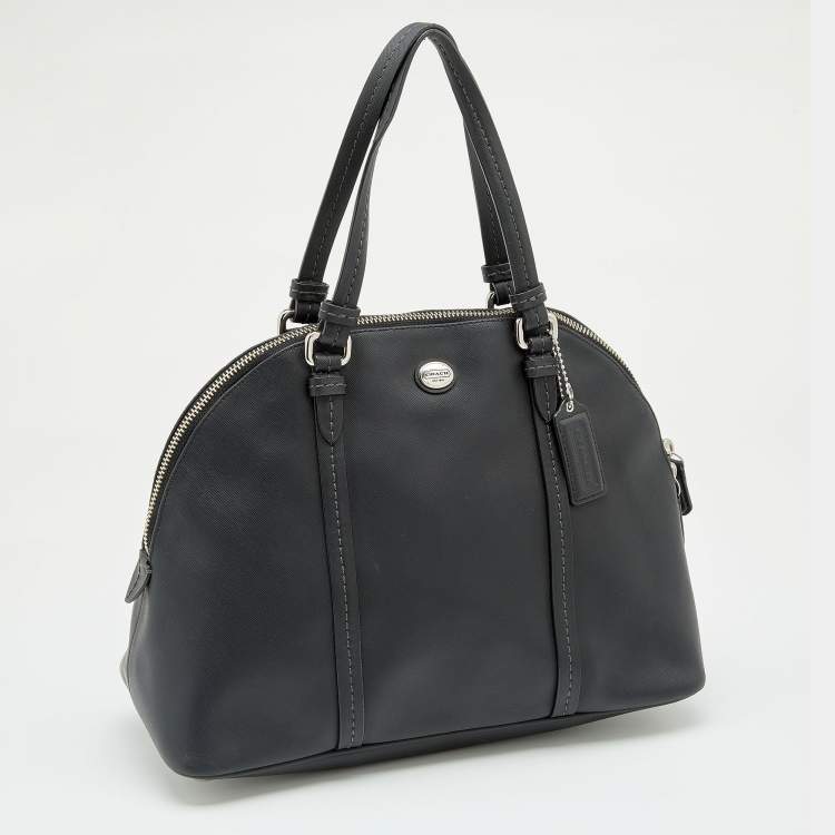 Pre Owned Coach Black Leather Peyton Dome Satchel 