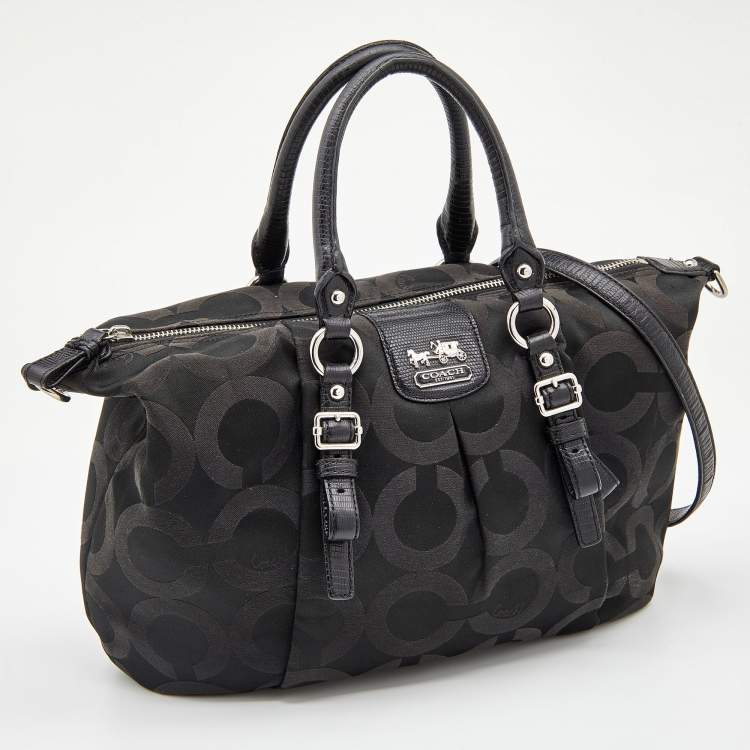 Pre Owned Coach Black Fabric and Leather Madison Juliette Satchel 