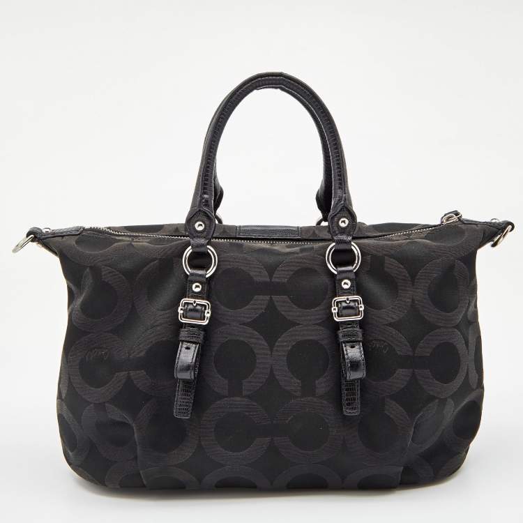 Pre Owned Coach Black Fabric and Leather Madison Juliette Satchel 