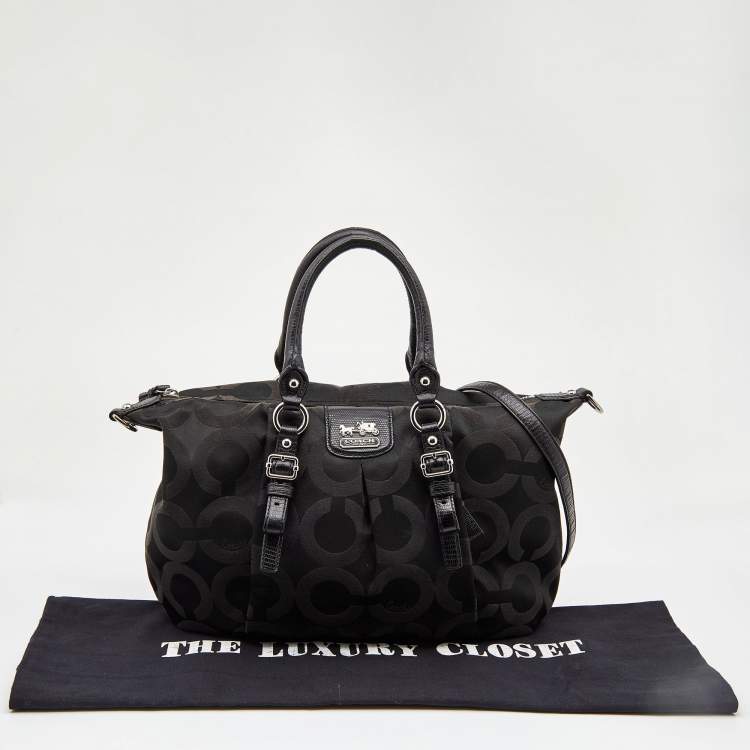 Pre Owned Coach Black Fabric and Leather Madison Juliette Satchel 