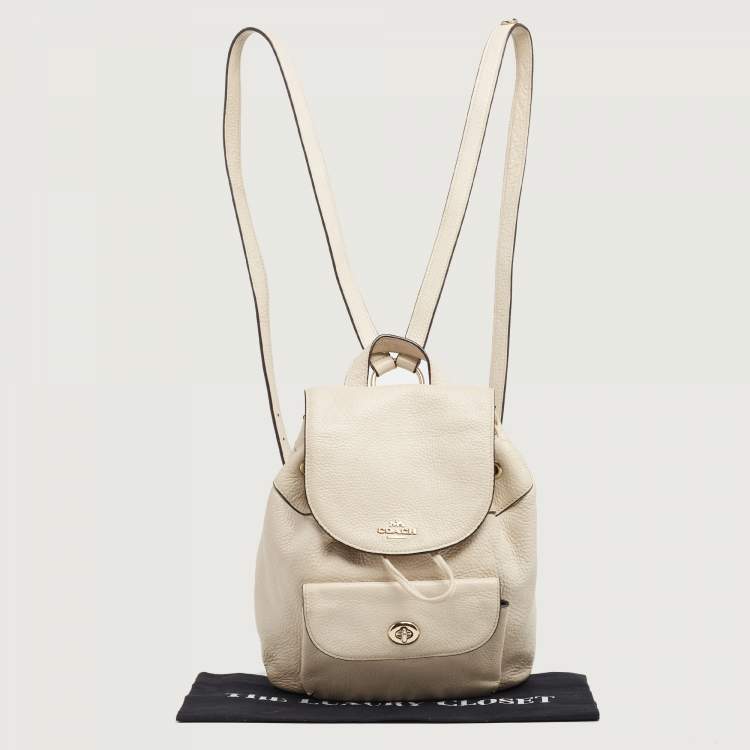 Pre Owned Coach Off White Leather Mini Billie Backpack