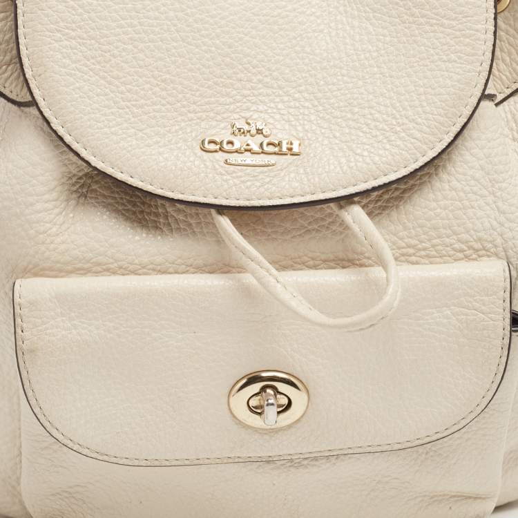 Pre Owned Coach Off White Leather Mini Billie Backpack