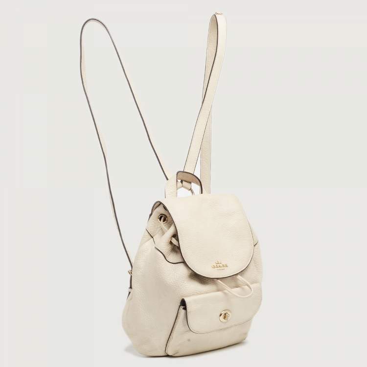Pre Owned Coach Off White Leather Mini Billie Backpack