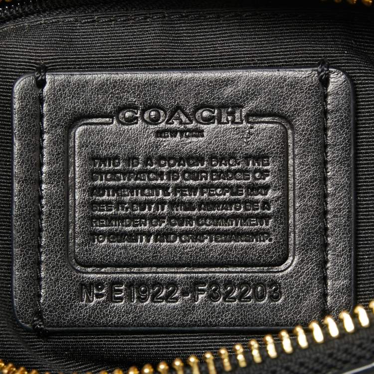 Pre Owned Coach Black/Brown Signature Coated Canvas And Leather Boston Bag
