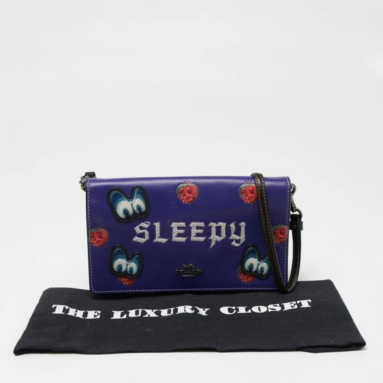 Pre Owned Coach x Disney Purple/Black Leather A Dark Fairy Tale Sleepy Crossbody Bag