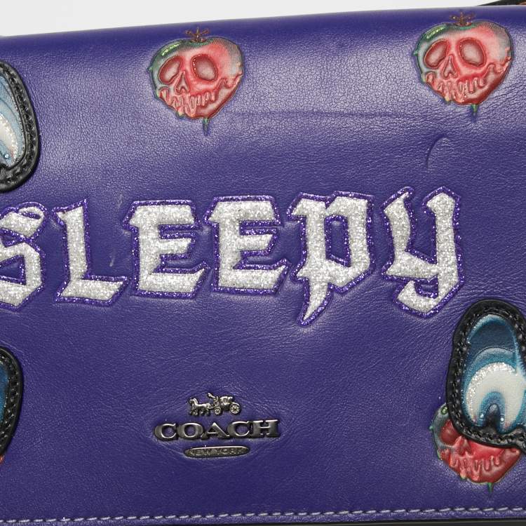 Pre Owned Coach x Disney Purple/Black Leather A Dark Fairy Tale Sleepy Crossbody Bag