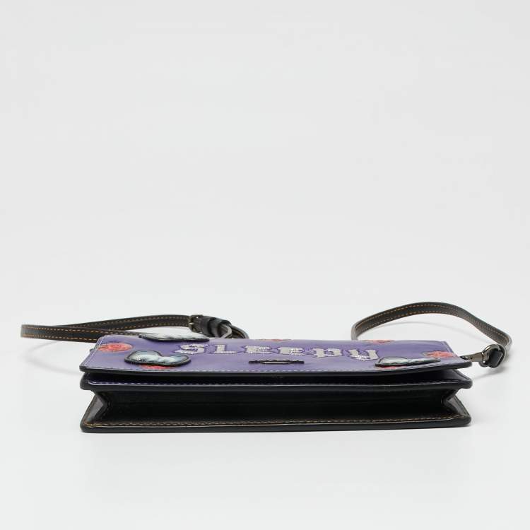 Pre Owned Coach x Disney Purple/Black Leather A Dark Fairy Tale Sleepy Crossbody Bag