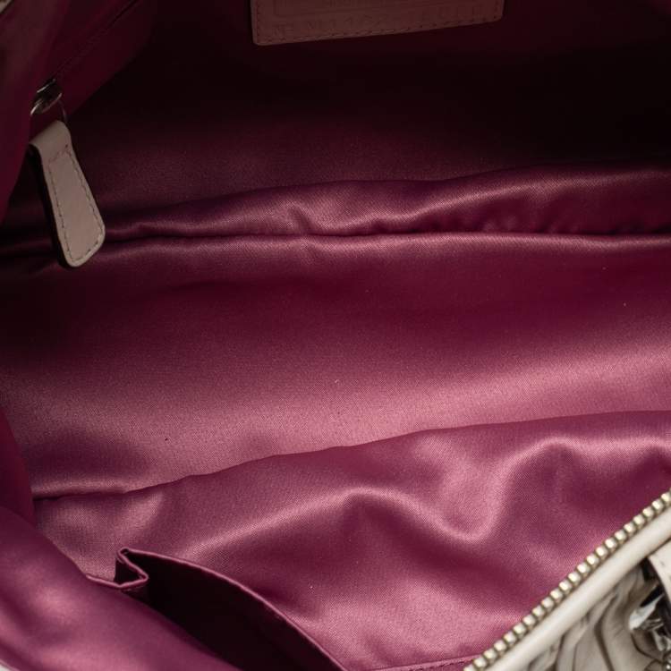 Pre Owned Coach Off White Pleated Leather Sophia Madison Satchel