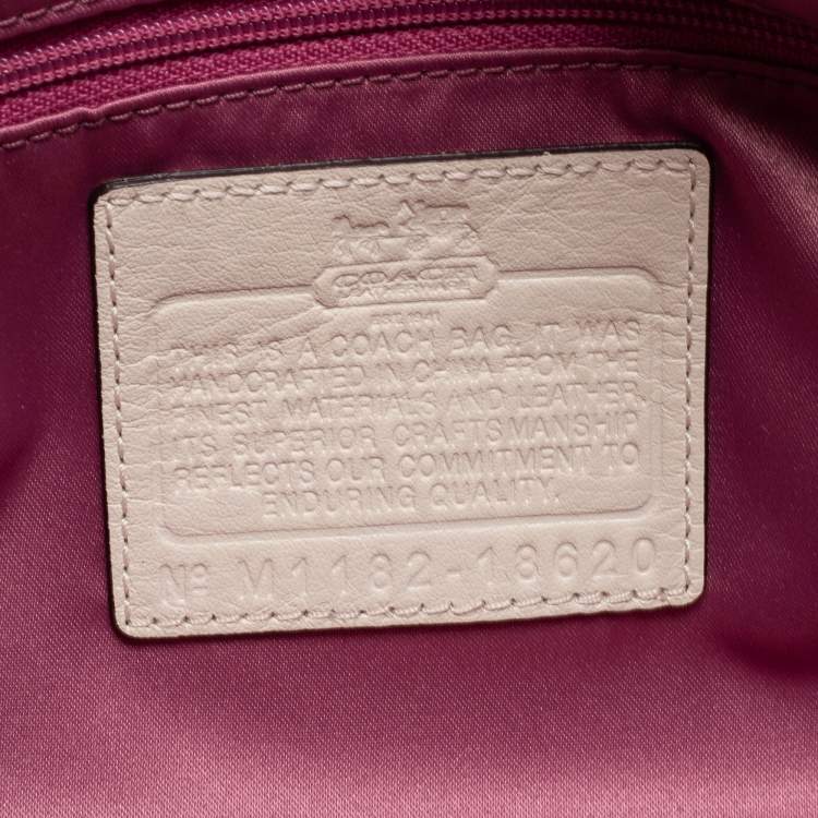 Pre Owned Coach Off White Pleated Leather Sophia Madison Satchel