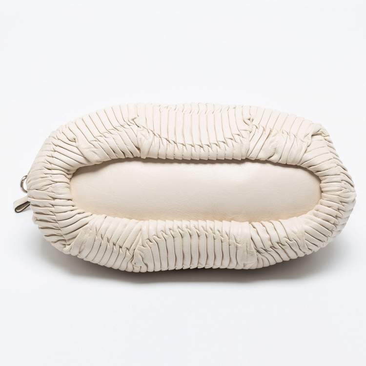 Pre Owned Coach Off White Pleated Leather Sophia Madison Satchel