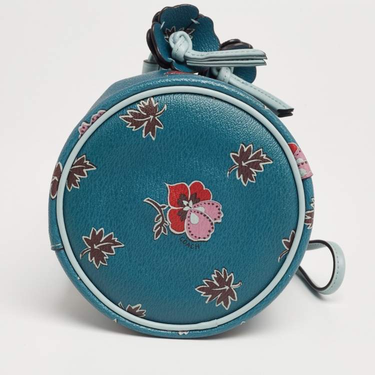 Pre Owned Coach Multicolor Printed Coated Canvas Wristlet Bucket Bag
