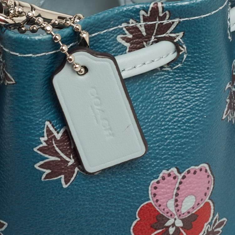 Pre Owned Coach Multicolor Printed Coated Canvas Wristlet Bucket Bag