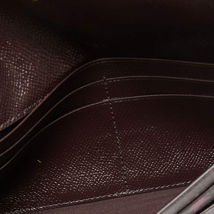Pre Owned Coach Burgundy Stars Coated Canvas Continental Wristlet Wallet