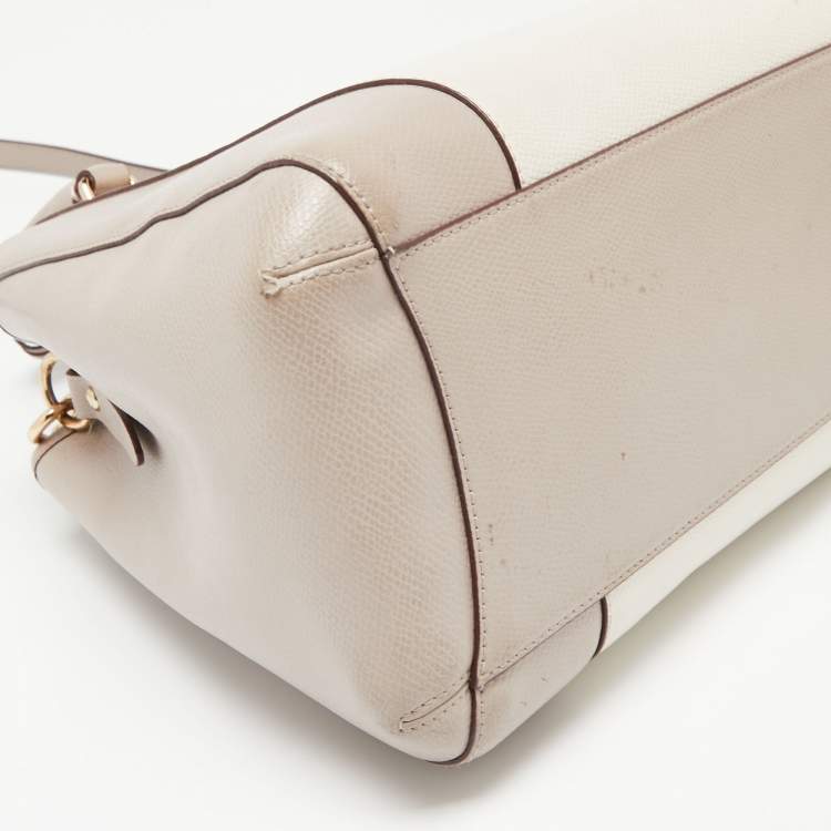 Pre Owned Coach Beige/Vanilla Leather Small Margot Carryall Satchel