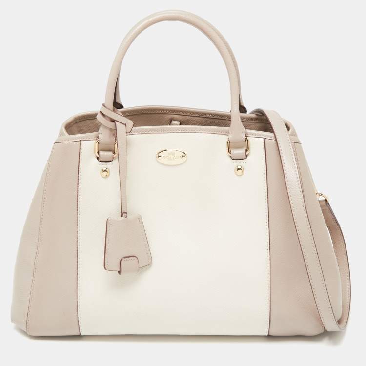 Pre Owned Coach Beige/Vanilla Leather Small Margot Carryall Satchel