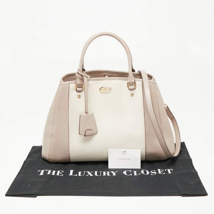 Pre Owned Coach Beige/Vanilla Leather Small Margot Carryall Satchel