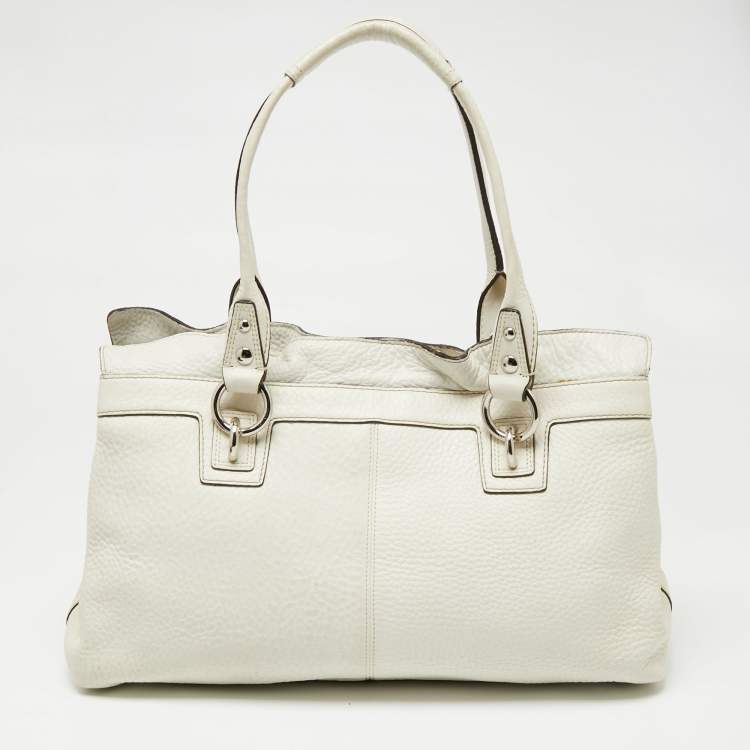 Pre Owned Coach White Leather Penelope Tote