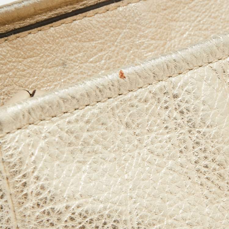 Pre Owned Coach Light Gold Leather Side String Shoulder Bag