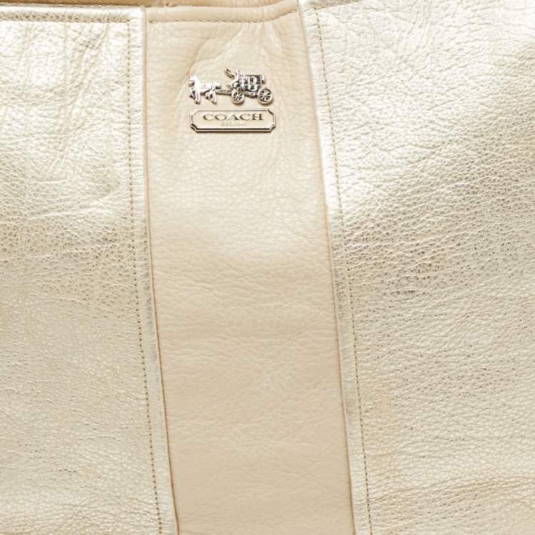 Pre Owned Coach Light Gold Leather Side String Shoulder Bag