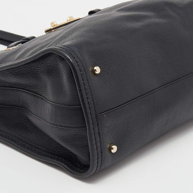Pre Owned Coach Black Leather Swagger Tote