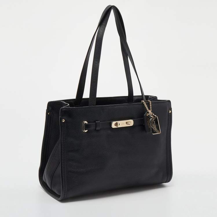 Pre Owned Coach Black Leather Swagger Tote