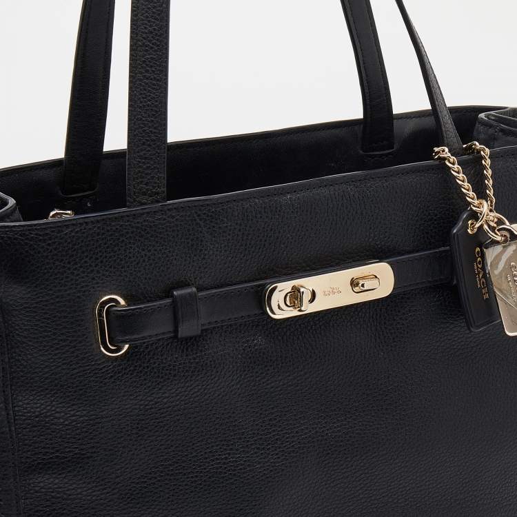 Pre Owned Coach Black Leather Swagger Tote