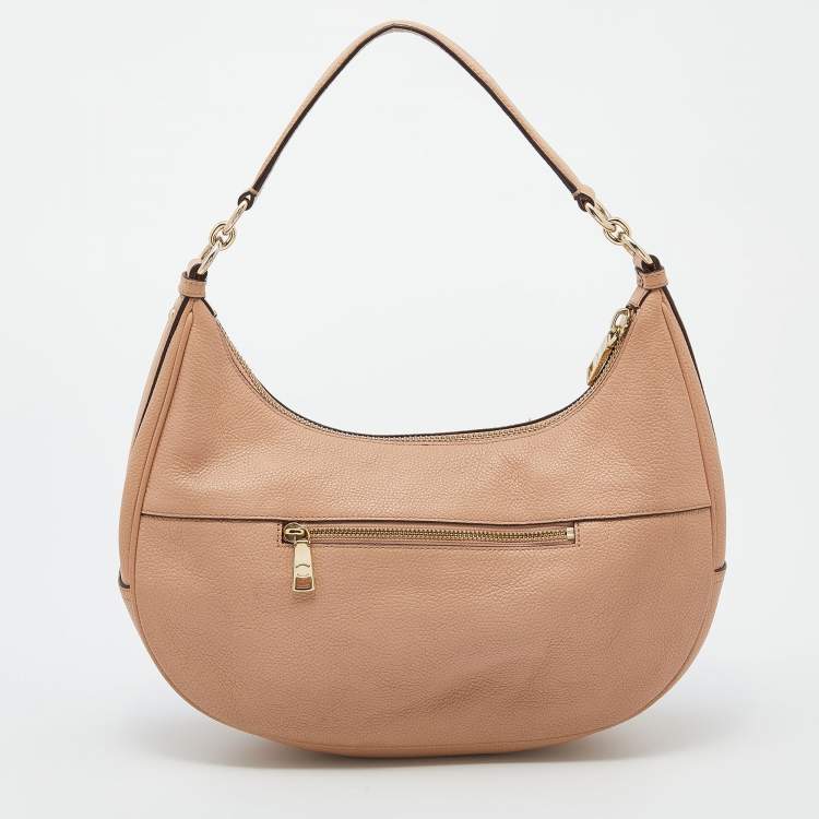 Pre Owned Coach Beige Grained Leather Hobo 