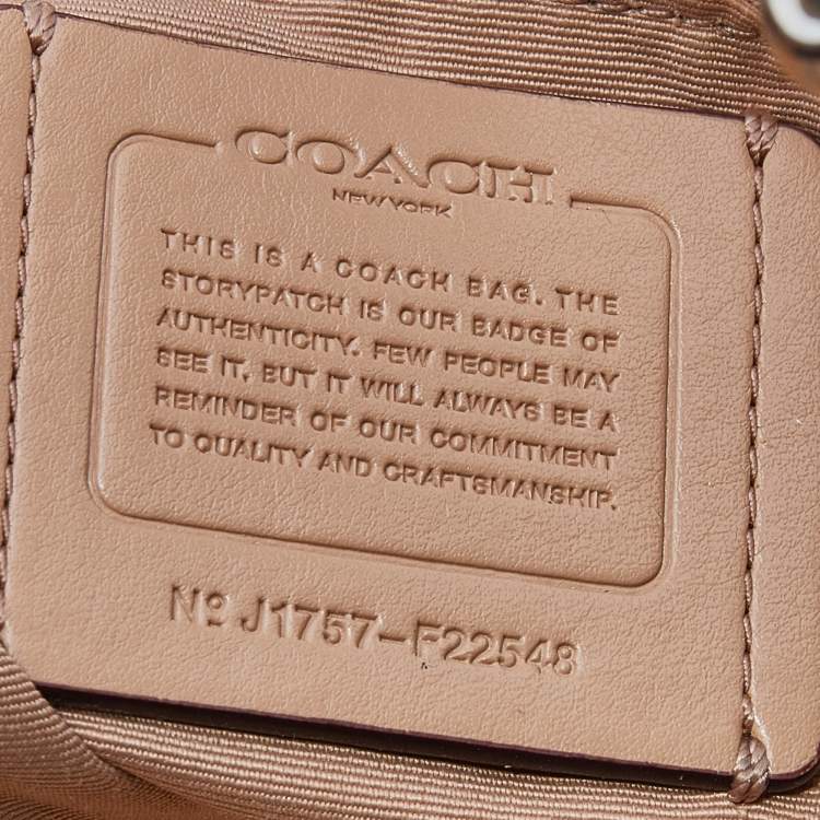 Pre Owned Coach Beige Grained Leather Hobo 