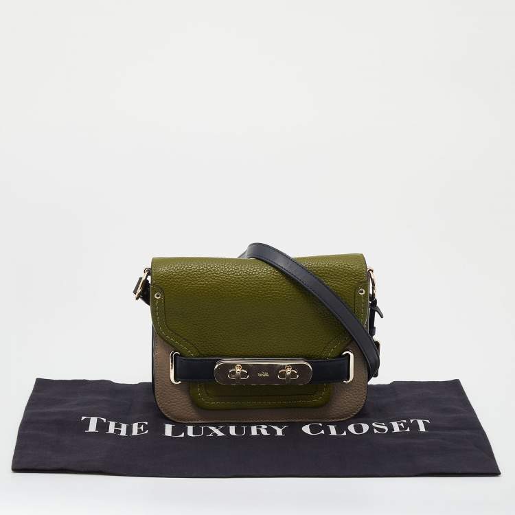 Pre Owned Coach Multicolor Leather Small Swagger Crossbody Flap Bag