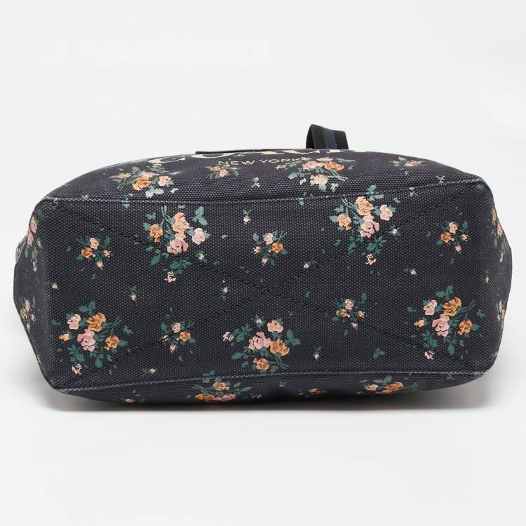 Pre Owned Coach x Disney Navy Blue Rose Bouquet Print and Thumper Canvas Tote