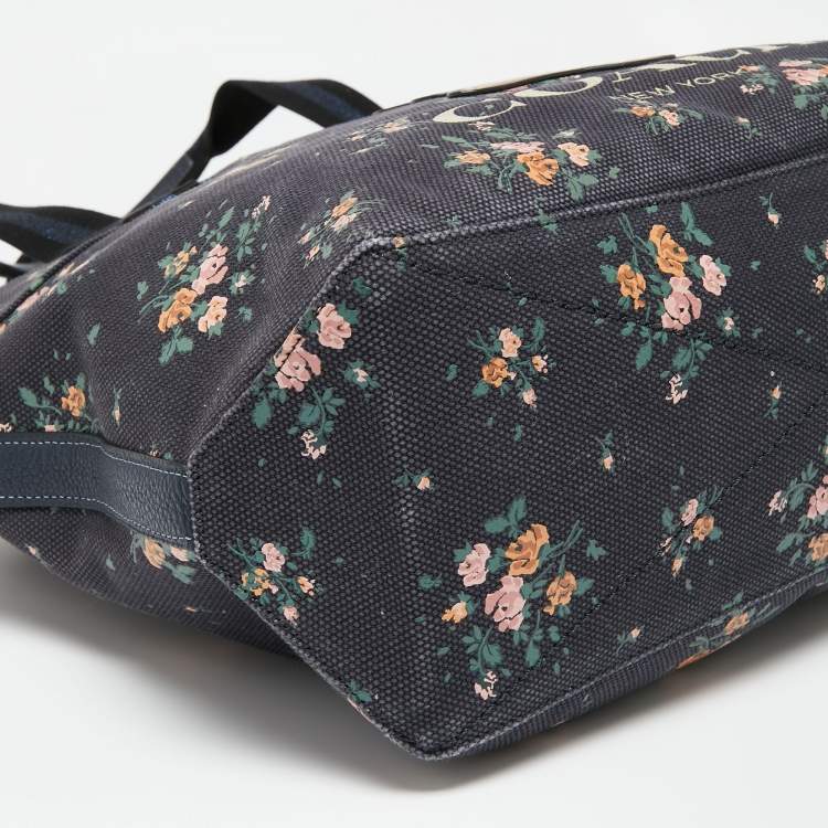 Pre Owned Coach x Disney Navy Blue Rose Bouquet Print and Thumper Canvas Tote