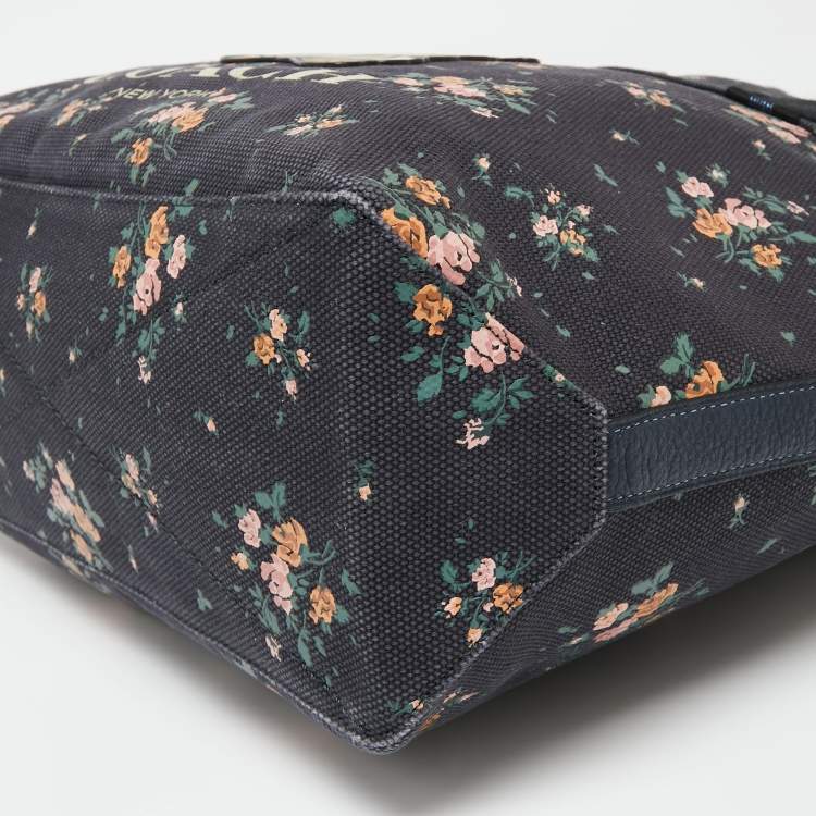 Pre Owned Coach x Disney Navy Blue Rose Bouquet Print and Thumper Canvas Tote