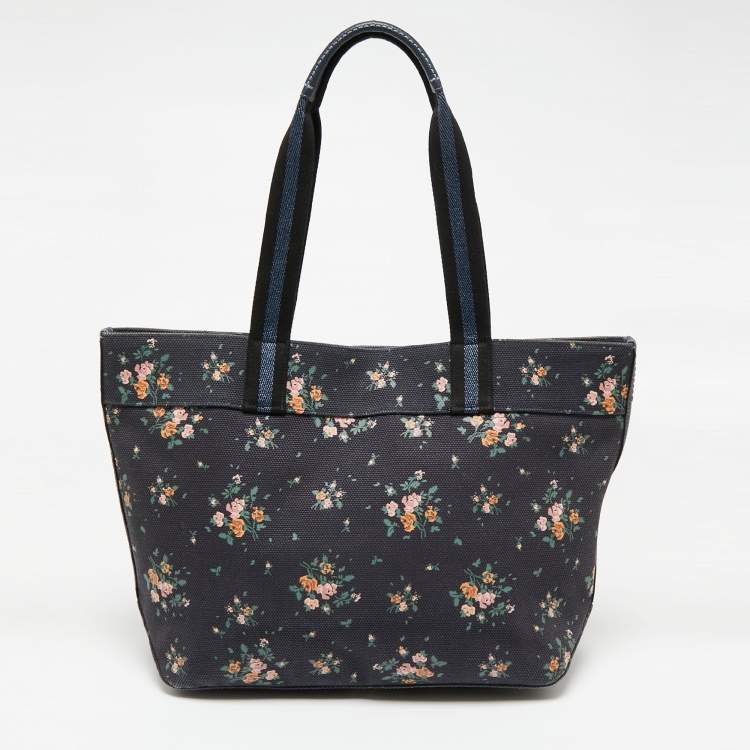 Pre Owned Coach x Disney Navy Blue Rose Bouquet Print and Thumper Canvas Tote