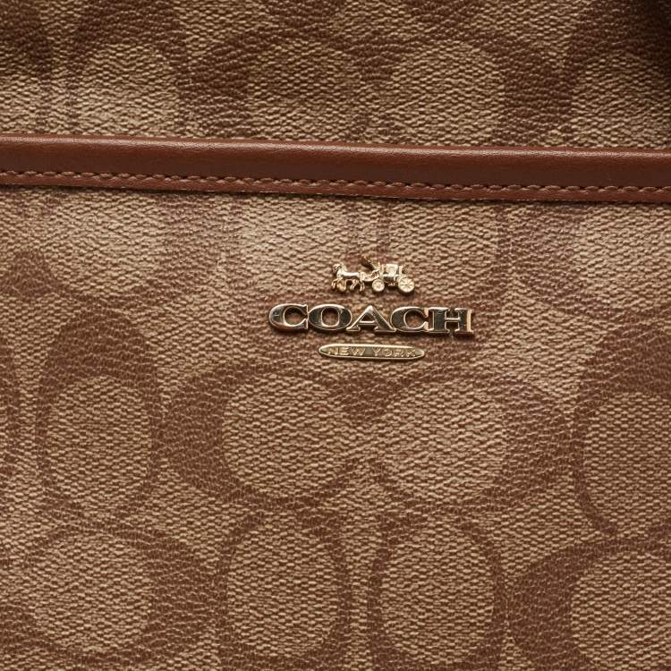 Pre Owned Coach Beige/Brown Signature Coated Canvas and Leather File Messenger Bag