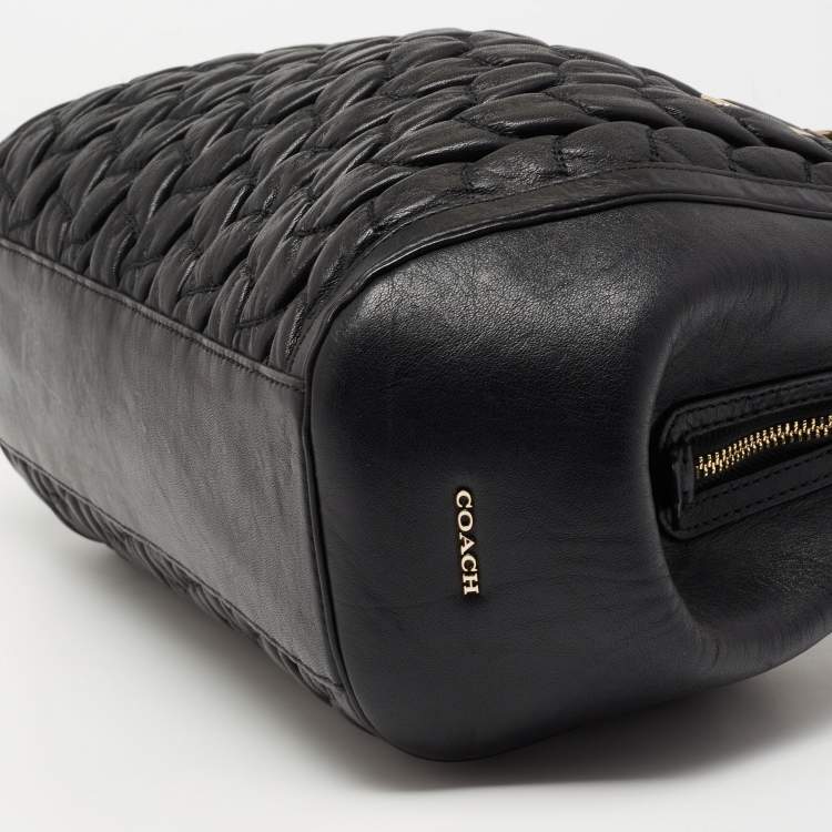 Pre Owned Coach Black Gathered Twist Leather East/West Madison Madeline Satchel