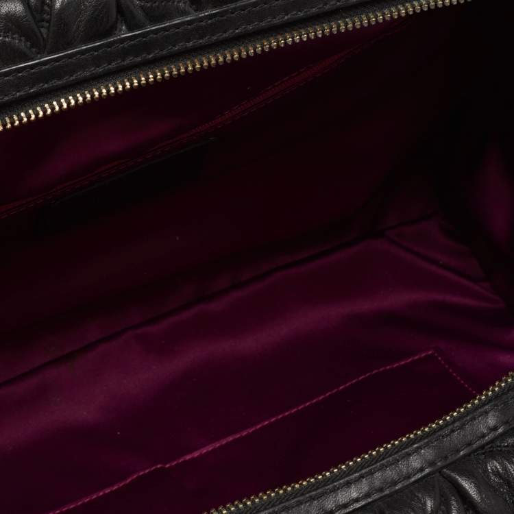 Pre Owned Coach Black Gathered Twist Leather East/West Madison Madeline Satchel