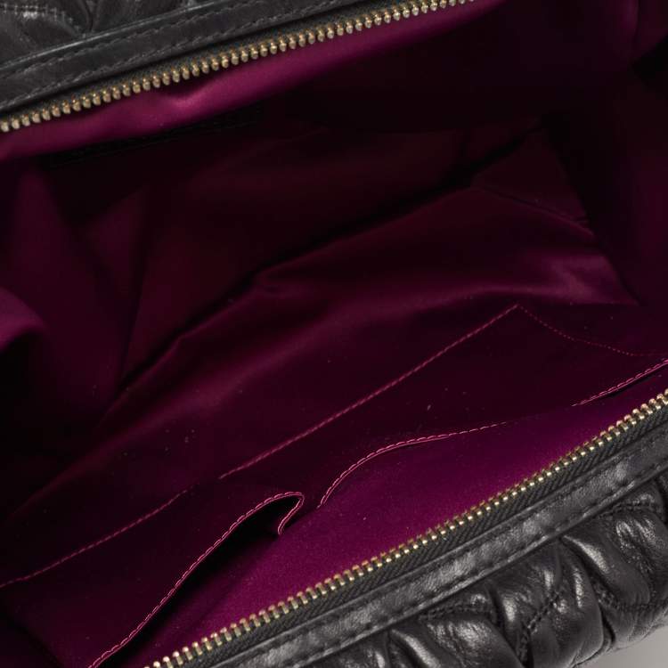 Pre Owned Coach Black Gathered Twist Leather East/West Madison Madeline Satchel