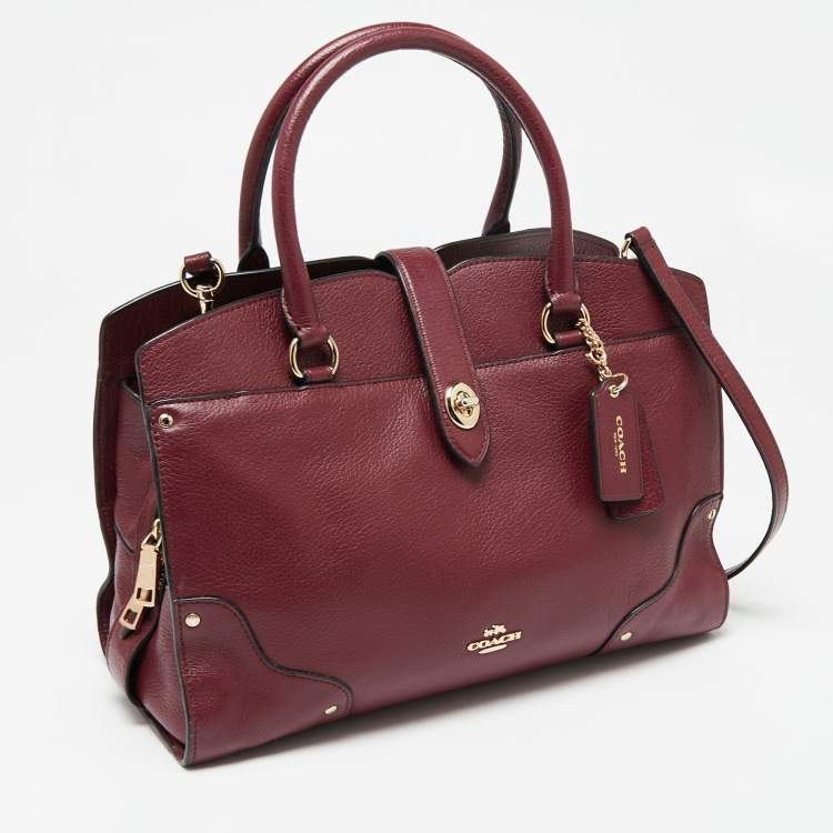 Pre Owned Coach Burgundy Leather Mercer 30 Satchel