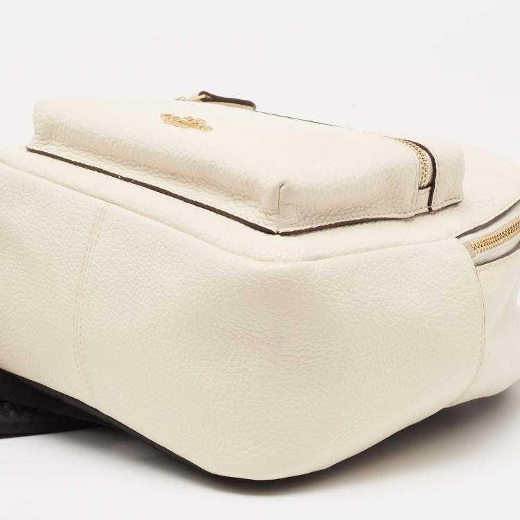 Pre Owned Coach Off White/Black Leather and Nylon Mini Charlie Backpack  