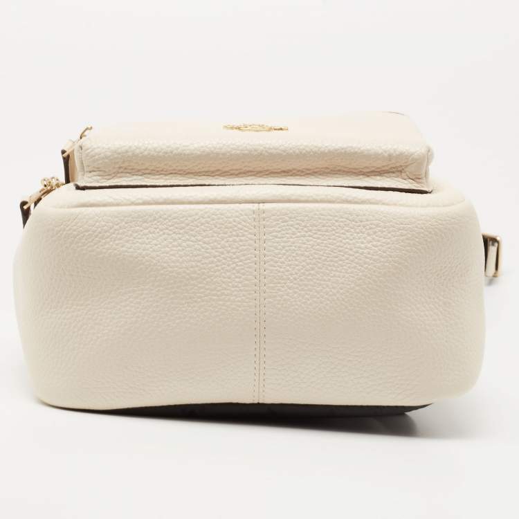 Pre Owned Coach Off White/Black Leather and Nylon Mini Charlie Backpack  