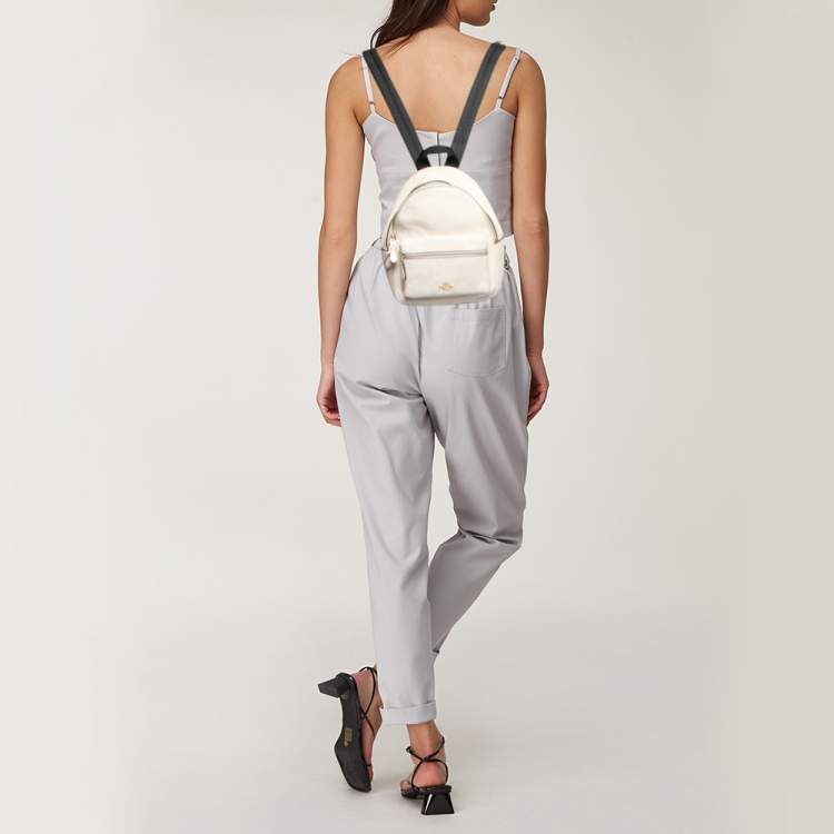 Pre Owned Coach Off White/Black Leather and Nylon Mini Charlie Backpack  