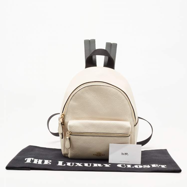 Pre Owned Coach Off White/Black Leather and Nylon Mini Charlie Backpack  