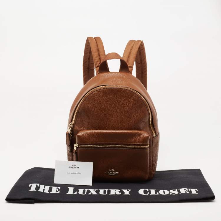 Pre Owned Coach Tan Leather Mini Charlie Backpack  
