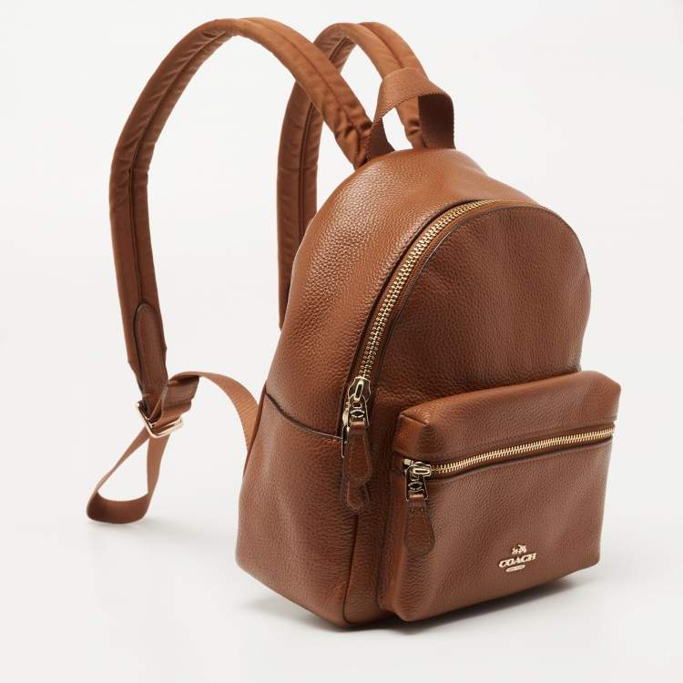 Pre Owned Coach Tan Leather Mini Charlie Backpack  