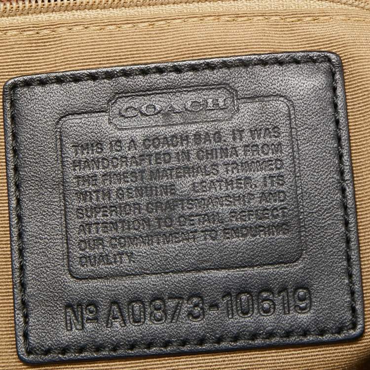 Pre Owned Coach Beige/Dark Brown Signature Canvas and Leather Carly Hobo