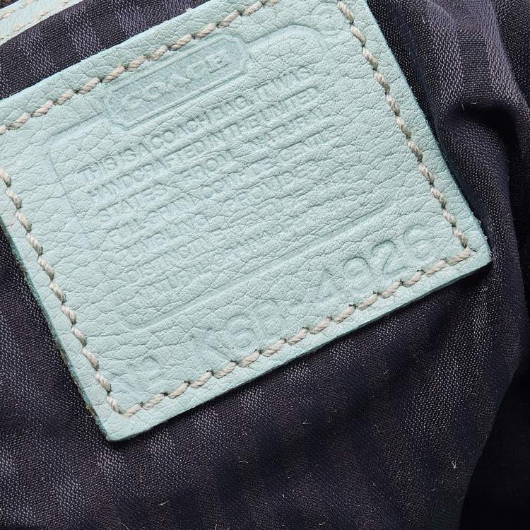 Pre Owned Coach Blue Pebbled Leather Drawstring Bucket Bag