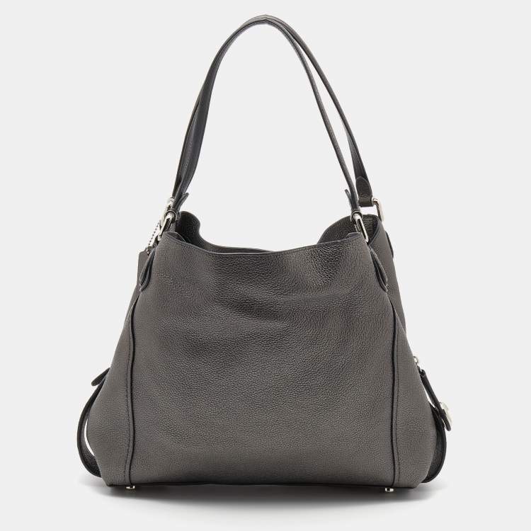 Pre Owned Coach Grey Leather Edie Shoulder Bag
