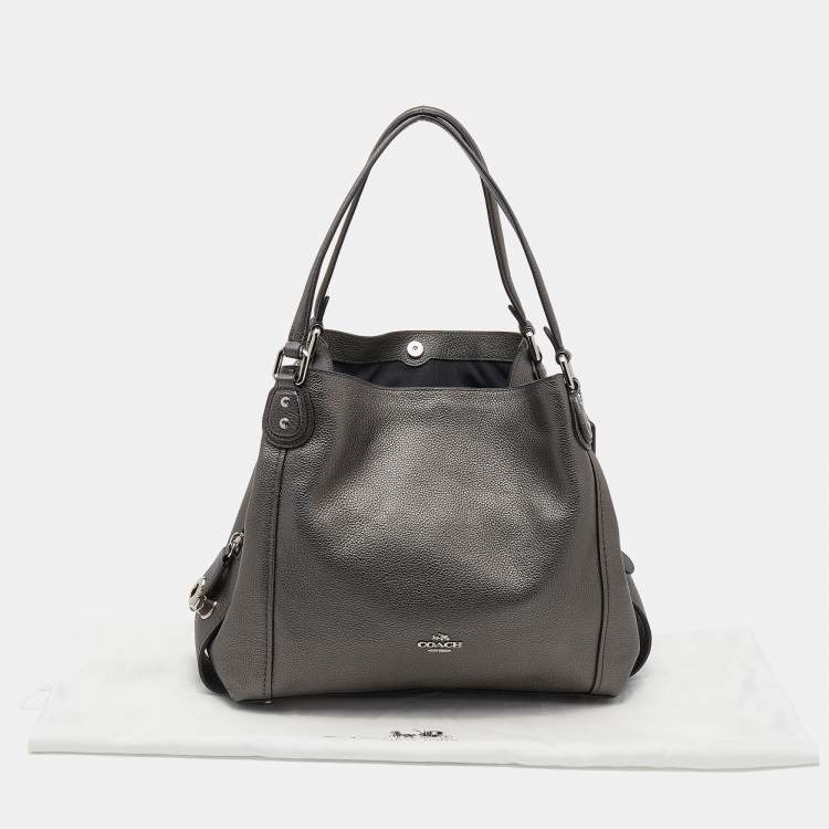 Pre Owned Coach Grey Leather Edie Shoulder Bag