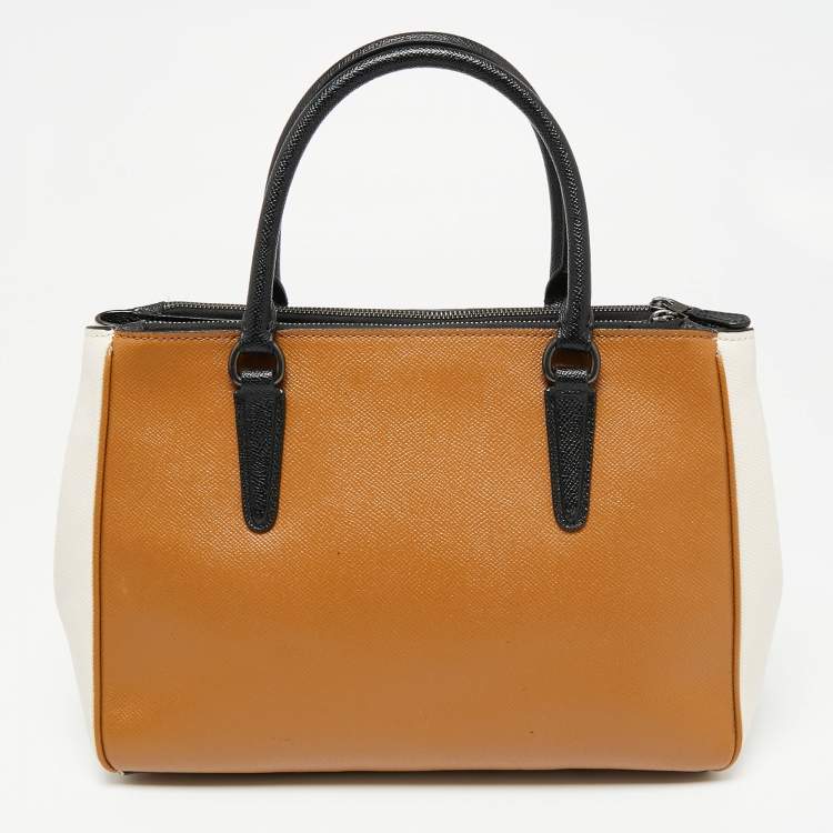 Pre Owned Coach Tri-Color Leather Surrey Carryall Tote